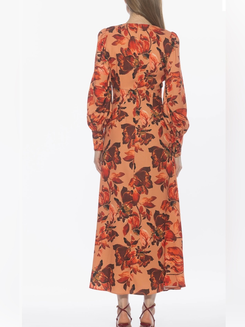NWT - Alexia Admor - Rust Floral Long Sleeve Empire Waist Maxi Dress - Picture 3 of 15